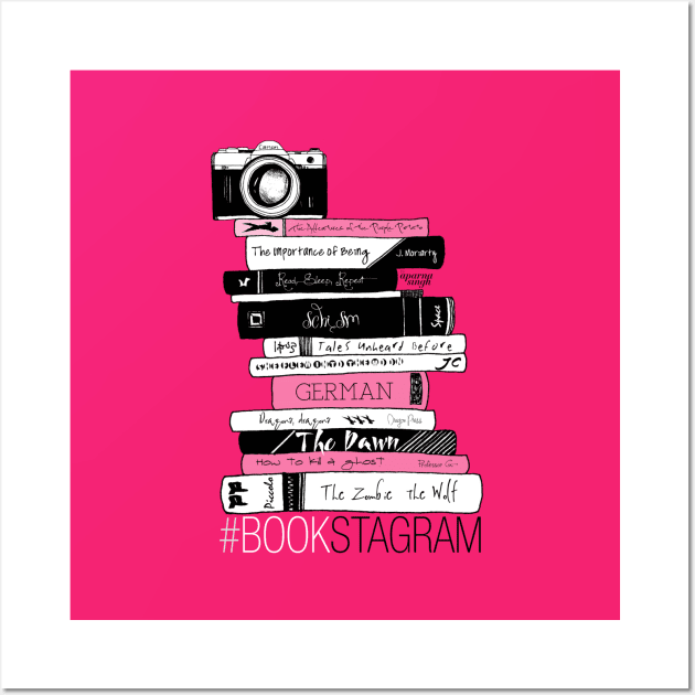 Stack of books - Book Photography - Bookstagram (Pink) Wall Art by applebubble